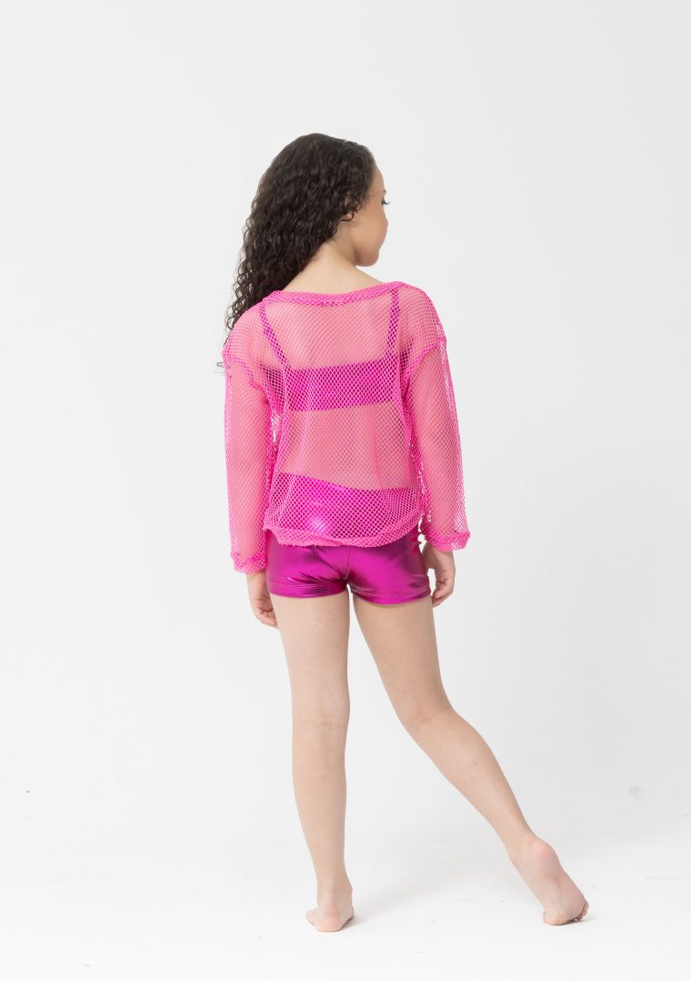 Studio 7 Long Sleeve Fishnet Crop | Hot Pink