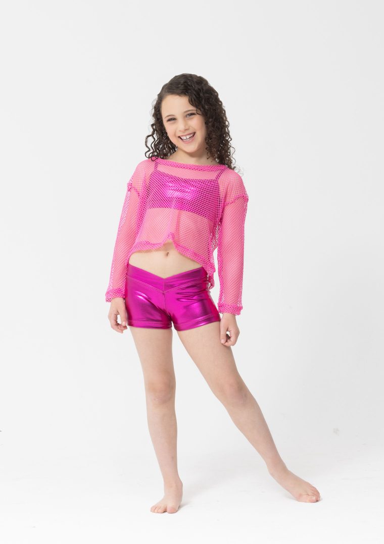 Studio 7 Long Sleeve Fishnet Crop | Hot Pink