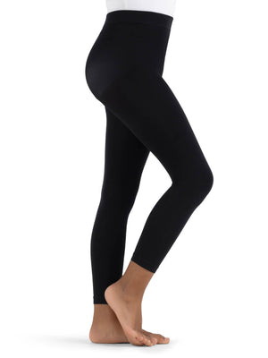 Capezio Black Footless Girls Tight with Self Knit Waist Band 1917C