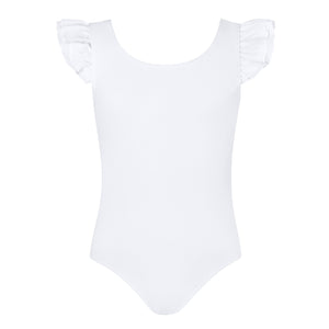 Emery Frill Sleeve Leotard | White | Child