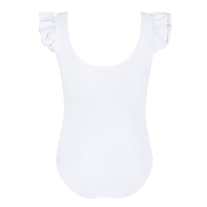 Emery Frill Sleeve Leotard | White | Child