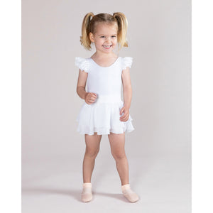 Emery Frill Sleeve Leotard | White | Child